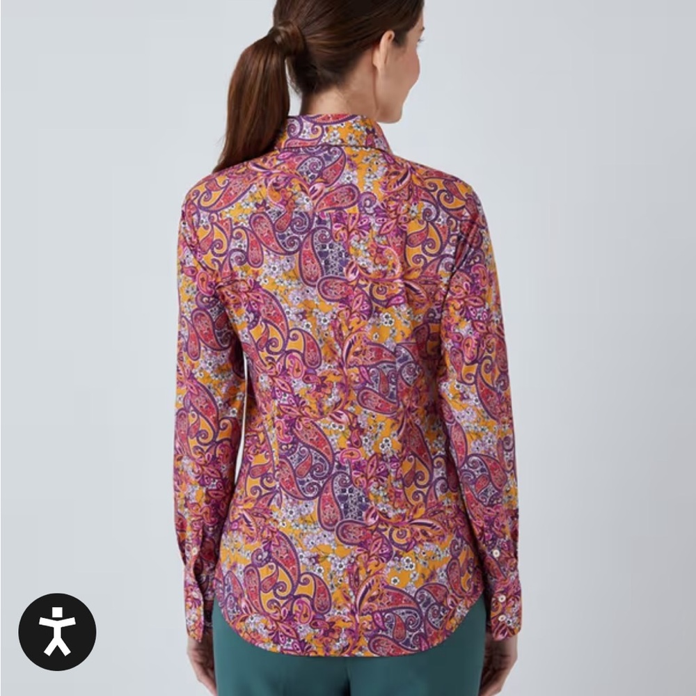 HAWES & CURTIS Mustard and Purple Floral Paisley Fitted Button Down Shirt UK 10 - Picture 2 of 11